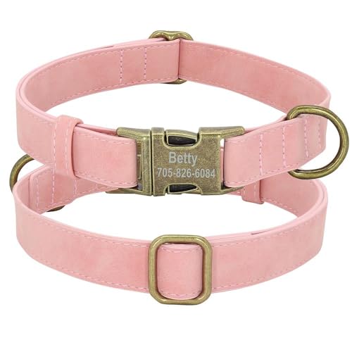 Personalisierbares, verstellbares Hundehalsband, mit Metallschnalle, Leder, gepolstert, für Labrador, Pitbull, Bulldogge, Deutscher Schäferhund, A, XS Personalisierbares, verstellbares Hundehalsband, mit Metallschnalle, Leder, gepolstert, für Labrador, Pitbull, Bulldogge, Deutscher Schäferhund, A, XS von JFERDX