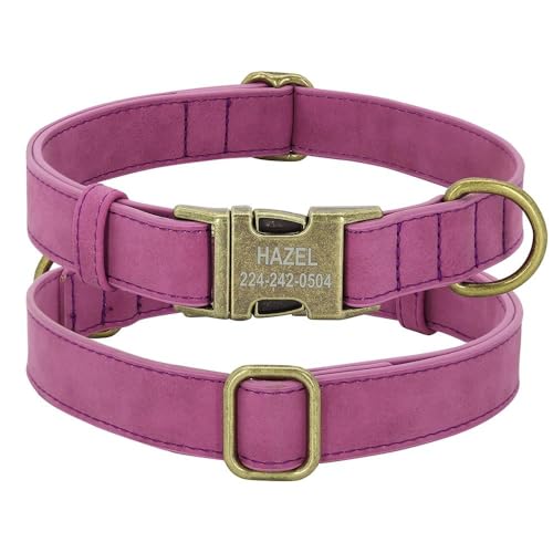 Personalisierbares, verstellbares Hundehalsband, mit Metallschnalle, Leder, gepolstert, für Labrador, Pitbull, Bulldogge, Deutscher Schäferhund, Lila, XS Personalisierbares, verstellbares Hundehalsband, mit Metallschnalle, Leder, gepolstert, für Labrador, Pitbull, Bulldogge, Deutscher Schäferhund, Lila, XS von JFERDX