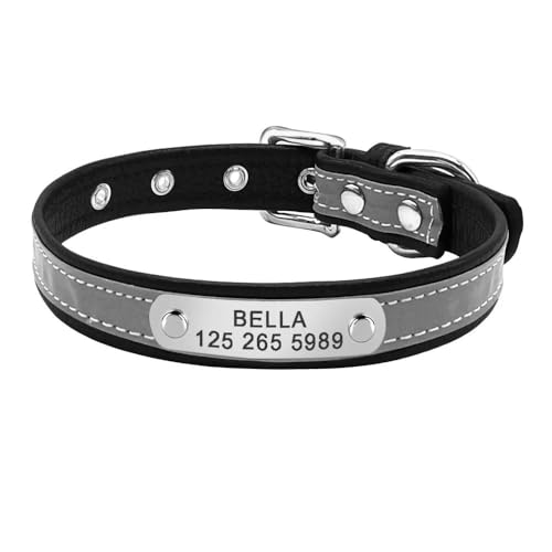 Personalisiertes Katzenhalsband, PU-Leder, reflektierend, für den Außenbereich, für Chihuahua, Mops, Französische Bulldogge, Labrador, Schwarz, Größe S Personalisiertes Katzenhalsband, PU-Leder, reflektierend, für den Außenbereich, für Chihuahua, Mops, Französische Bulldogge, Labrador, Schwarz, Größe S von JFERDX