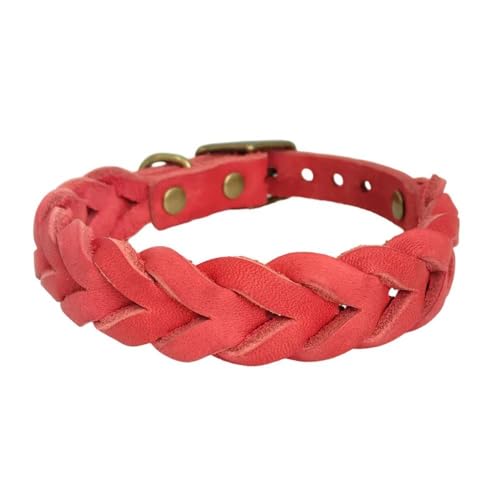 Verstellbares Hundehalsband, handgefertigt, geflochtenes Leder, Hundehalsband, Französische Bulldogge, Deutscher Schäferhund, Labrador, Haustierbedarf, Zubehör, Rot, S-Halsumfang: 27–34 cm Verstellbares Hundehalsband, handgefertigt, geflochtenes Leder, Hundehalsband, Französische Bulldogge, Deutscher Schäferhund, Labrador, Haustierbedarf, Zubehör, Rot, S-Halsumfang: 27–34 cm von JFERDX