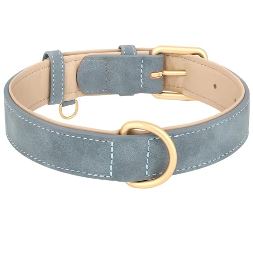 Verstellbares Hundehalsband aus Leder, gepolstert, Labrador, Pitbull, Deutscher Schäferhund, einfarbig, Leder, Haustierhalsband, Blau, Größe S Verstellbares Hundehalsband aus Leder, gepolstert, Labrador, Pitbull, Deutscher Schäferhund, einfarbig, Leder, Haustierhalsband, Blau, Größe S von JFERDX