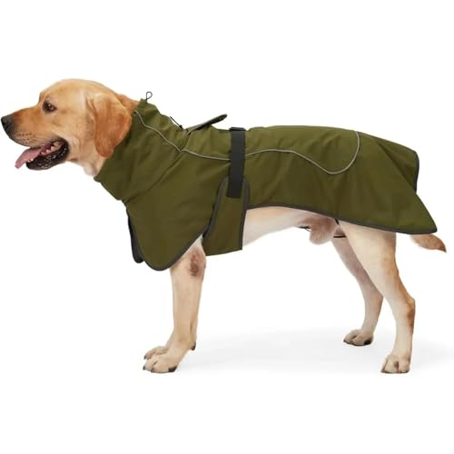 Warme Hundejacke Für Kaltes Wetter, Für Den Außenbereich, Reflektierend, Wasserdicht, Hundekleidung, Warme Winterjacke Für Hunde, Bequem, Einfarbig, Mit Träger-Hundejacke,Grün,2XL Warme Hundejacke Für Kaltes Wetter, Für Den Außenbereich, Reflektierend, Wasserdicht, Hundekleidung, Warme Winterjacke Für Hunde, Bequem, Einfarbig, Mit Träger-Hundejacke,Grün,2XL von JFERDX
