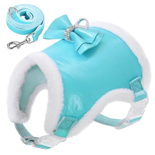 Winter-Set Aus Weichem, Warmem Hundegeschirr Und Leine, Warmes Fell, Hunde- Und Katzengeschirr, Weste, Glänzender Strassstein, Anti-Verlust-Set Aus Hundegeschirr Und Leine,Blau,M Winter-Set Aus Weichem, Warmem Hundegeschirr Und Leine, Warmes Fell, Hunde- Und Katzengeschirr, Weste, Glänzender Strassstein, Anti-Verlust-Set Aus Hundegeschirr Und Leine,Blau,M von JFERDX
