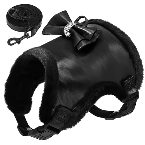 Winter-Set Aus Weichem, Warmem Hundegeschirr Und Leine, Warmes Fell, Hunde- Und Katzengeschirr, Weste, Glänzender Strassstein, Anti-Verlust-Set Aus Hundegeschirr Und Leine,Schwarz,L Winter-Set Aus Weichem, Warmem Hundegeschirr Und Leine, Warmes Fell, Hunde- Und Katzengeschirr, Weste, Glänzender Strassstein, Anti-Verlust-Set Aus Hundegeschirr Und Leine,Schwarz,L von JFERDX