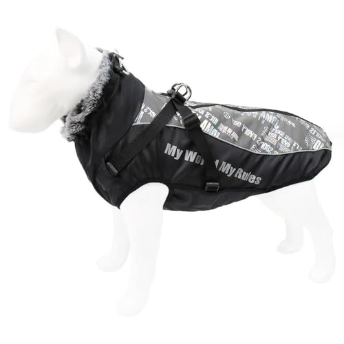 Winter Warme Hundejacke Kleidung Haarkragen Warmer Haustiermantel Mit Träger Labrador Windhund Französische Bulldogge Manteljacke Outdoor Wasserdichter, Winddichter Mantel Für Große Hunde,B,6XL Winter Warme Hundejacke Kleidung Haarkragen Warmer Haustiermantel Mit Träger Labrador Windhund Französische Bulldogge Manteljacke Outdoor Wasserdichter, Winddichter Mantel Für Große Hunde,B,6XL von JFERDX