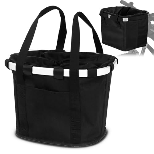 JGMS hundekorb Fahrrad vorne，Faltbarer Fahrradkorb für Hund，Easy Install Abnehmbare FahrradkorbTasche,Robuster & Sicherer Hunde-Sitz, für Kleiner Hunde, Einkaufen, Picknick (Schwarz) von JGMS