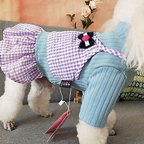 Hundekostüm Haustier Kleidung Herbst Tunkkkkkkki Nette Etikett Gedruckt Kleid Haustier Sling Weste Rock-Blauer See_L. von JHDFS