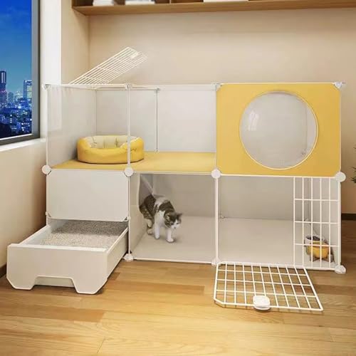 Großer Katzenkäfig für den Innenbereich, Laufstall für Haustiere, Katzengehege mit Katzentoilette, Laufstall für Katzen, Welpen, Kaninchen, Kleintiere(119x49x75cm/46.8x19.3x29.5in) von JHDXL