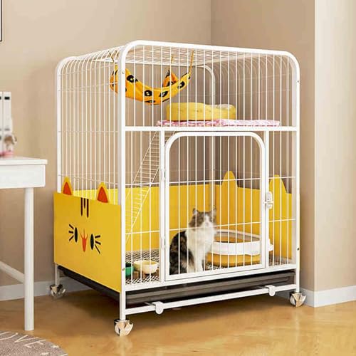 JHDXL Großer Katzenkäfig, Katzenkäfige für den Innenbereich mit Tablett/Rädern, Katzenlaufstall aus Metall, geeignet für kleine Kaninchen, Katzen, Welpen, Hundekäfige(White,78x100cm/30.7x39.4in) von JHDXL