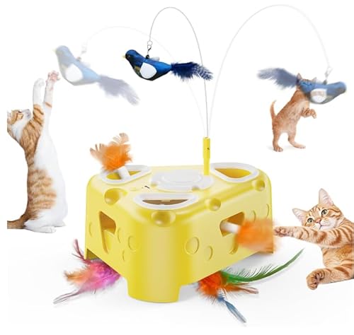 JHHBHV Interaktives Katzenspielzeug, 3-in-1 Automatisches Katzenspielzeug, Maulwurf Katzenmaus-Spielzeug mit bewegender Feder, USB wiederaufladbares Kätzchenspielzeug JHHBHV Interaktives Katzenspielzeug, 3-in-1 Automatisches Katzenspielzeug, Maulwurf Katzenmaus-Spielzeug mit bewegender Feder, USB wiederaufladbares Kätzchenspielzeug von JHHBHV