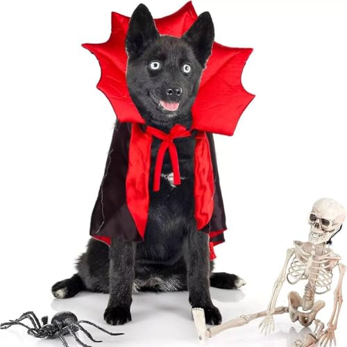 Halloween-Kostüm für Hunde und Katzen - Vampir-Teufelskostüm, Umhang für Kleine, Mittelgroße und Große Haustiere Halloween-Kostüm für Hunde und Katzen - Vampir-Teufelskostüm, Umhang für Kleine, Mittelgroße und Große Haustiere von JHIALG