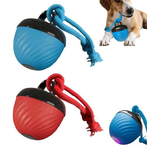 JHIALG Interaktiver Hundespielzeug-Ball, federnder Leckerli-Spender für geistige Stimulation & Solo-Spiel, zufälliges elektrisches automatisches bewegliches und rollendes Hundespielzeug für Welpen und von JHIALG