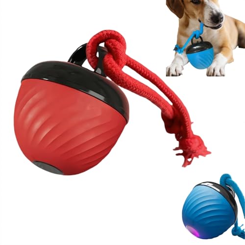 JHIALG Interaktiver Hundespielzeug-Ball, federnder Leckerli-Spender für geistige Stimulation & Solo-Spiel, zufälliges elektrisches automatisches bewegliches und rollendes Hundespielzeug für Welpen und von JHIALG