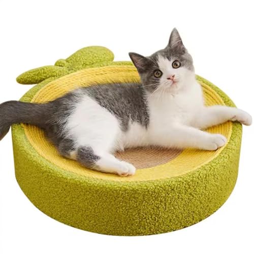 Obst-Katzenkratzer, Obstförmiger Katzenkratzer, verschleißfester Sisal-Katzenbedarf, orangefarbenes rundes Katzenbett, kein Papierschrott beim Kratzen für Katze (grün) von JHIALG