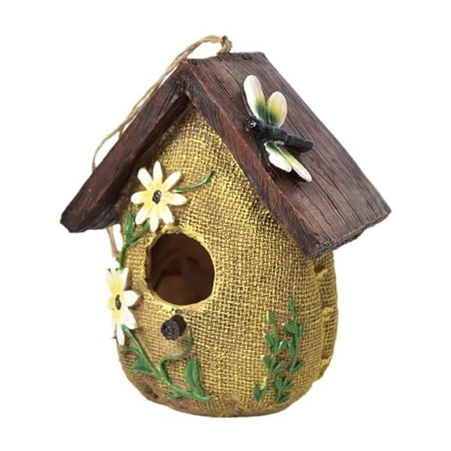 Vogelhaus zum Aufhängen, Kunstharz, handgeschnitzt, 15 x 16 cm, bunt, für den Außenbereich, Garten, Terrasse, stabiler Zaun, Kolibri, Hütte, Ornament, Baum Vogelhaus zum Aufhängen, Kunstharz, handgeschnitzt, 15 x 16 cm, bunt, für den Außenbereich, Garten, Terrasse, stabiler Zaun, Kolibri, Hütte, Ornament, Baum von JHIALG