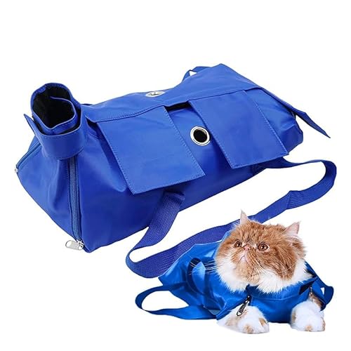 Multifunktionale Haustiertasche, eine spezielle feste Tasche, um Kratzer und Bisse zu verhindern, faltbar beim Ausgehen, geeignet für Haustiere mit einem Gewicht von 5 bis 7,7 kg (Blau, Medium) von JHKJDS