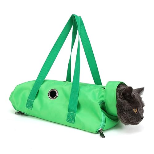 Multifunktionale Haustiertasche, eine spezielle feste Tasche, um Kratzer und Bisse zu verhindern, faltbar beim Ausgehen, geeignet für Haustiere mit einem Gewicht von 5 bis 7,7 kg (grün, klein) von JHKJDS