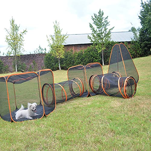 Outdoor Katzengehege - 6 in 1 Faltbares Katzenzelt mit Katzentunnel DIY Design Vielseitiger Pop Up Katzenlaufstall Käfig Perfekt für Katzen und Hunde - Indoor/Outdoor Katzenhaus von JHLP