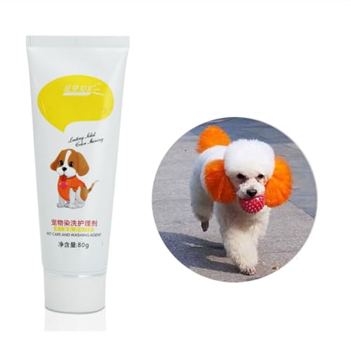 JHzood 80g Professional Dog Haarfärbemittel, Sicheres Tierhaar-Färbemittel, 12 Farben für Hunde und Katzen (03# orange) von JHzood