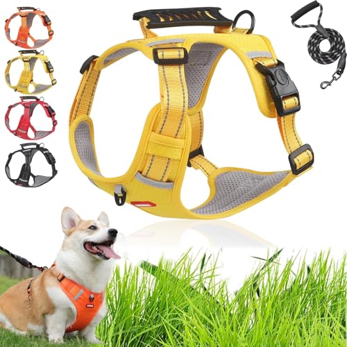 Cozy Dog Harness, Adjustable Cozy Harness No Pull Dog Without Restraint, Washable with Reflective Handle for Medium or Small Dogs (Yellow,XS) von JIABAOZ