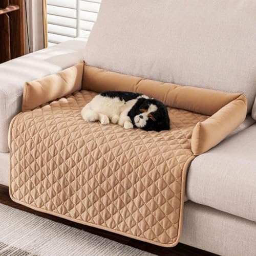 JIABAOZ Pelzbarn Kühlendes Sofabett, Kühldecke Hund 90x120cm,Kühlmatte,Sofaschutz,Heatrelief Kühlendes, Maschinenwaschbares Hundebett für Kleine bis Große Haustiere (Khaki) von JIABAOZ