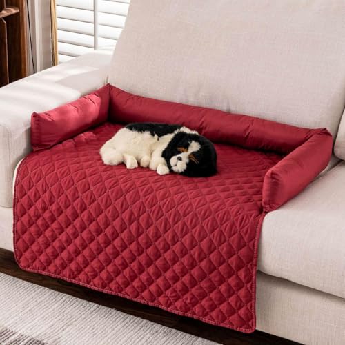 JIABAOZ Pelzbarn Kühlendes Sofabett, Kühldecke Hund 90x120cm,Kühlmatte,Sofaschutz,Heatrelief Kühlendes, Maschinenwaschbares Hundebett für Kleine bis Große Haustiere (Red) von JIABAOZ