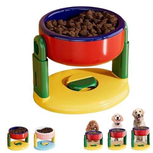 Liftable Suction Cup Pet Bowl, Höhenverstellbar Futternapf für Hunde, Erhöhter Hundenapf, Schützt die Halswirbelsäule von Haustieren, Futterspender für Kleine Mittlere (Red Blue) von JIABAOZ