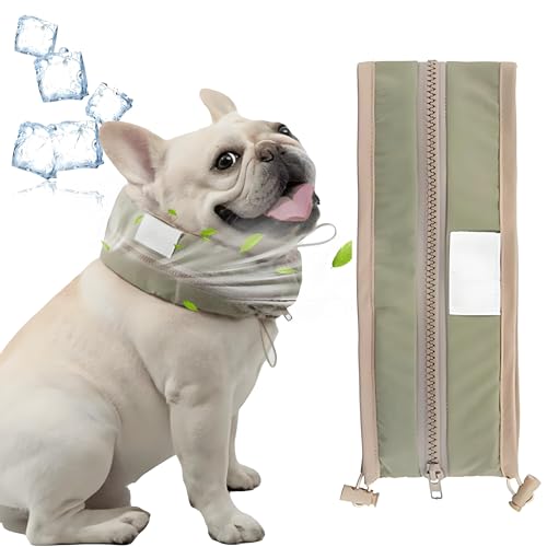 Petzymart Cool Loop for Dogs, Kühlhalsband für Hunde, Hunde halstücher Kühlend, Haustier Eisschal mit Eisbeutel, Geeignet für Kühlhunde im Sommer,14-24 in Adjustable (Green,L) von JIABAOZ