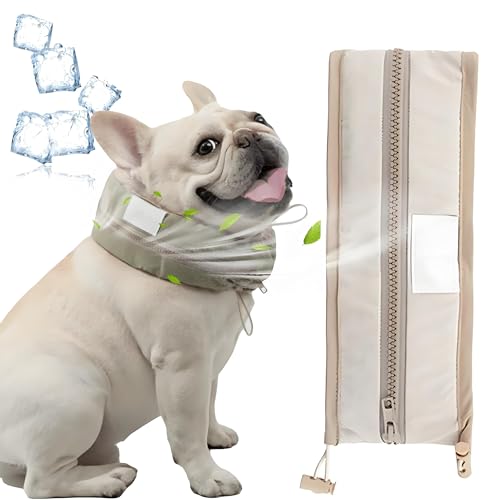 Petzymart Cool Loop for Dogs,14-24 in Adjustable Neck Length, Summer Cooling Dog Collar, Cooling Scarf for Medium and Large Puppies, Support Reuse (Brown,L) von JIABAOZ