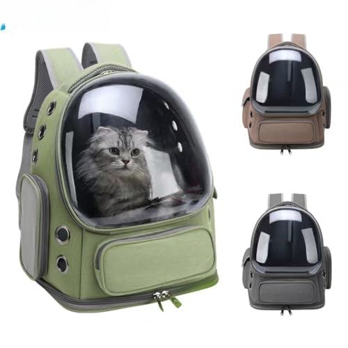 Transparente Tragetasche für Katzen, Outdoor-Reiserucksack für Katzen, kleine Hunde, atmungsaktive Tragetasche für Katzen, Heimtierbedarf (Grün) von JIABAOZ