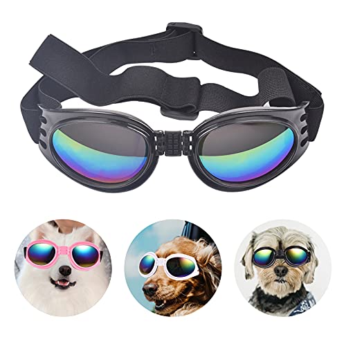Jiayaus Hundebrille für Kleine Hunde Mittelgroßer Hund, Sonnenbrille Hund mit Verstellbarer Riemen, Hunde Sonnenbrille UV, Modischer Augenschutz Winddichte Regensichere von Jiayaus