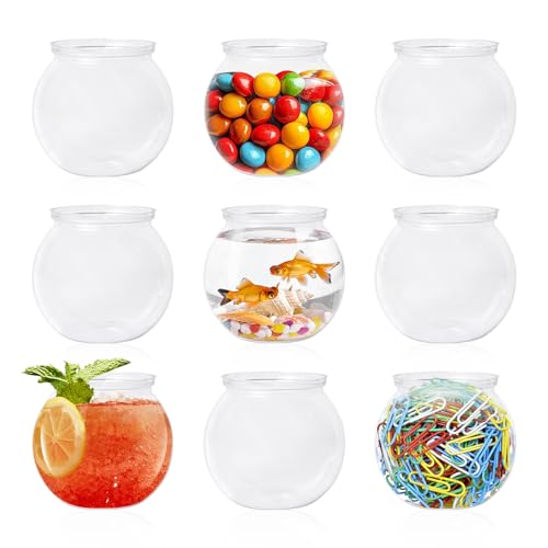 Kunststoff-Fischschale, 750 ml, transparent, kleines Aquarium, unzerbrechliche Mini-Kampffischalen für Süßigkeiten, Karnevalsspiele, Halloween, Tischdekoration, Party-Dekorationen, 9 Stück Kunststoff-Fischschale, 750 ml, transparent, kleines Aquarium, unzerbrechliche Mini-Kampffischalen für Süßigkeiten, Karnevalsspiele, Halloween, Tischdekoration, Party-Dekorationen, 9 Stück von JIABEIUS