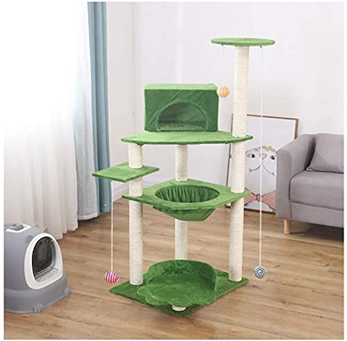 JIAChaoYi Katzenklettergerüst, Haustier-Raumkapsel, Katzenspielzeug, Katzenaktivitätszentrum, 60 × 55,5 × 135,5 cm(Color:Green) von JIAChaoYi
