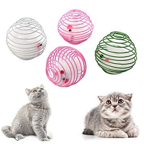 JIAHAO 2 x Katzenspielzeug, buntes Katzenspielzeug, interaktives Katzenspielzeug, kreative Federspule, Haustierspielzeug, zufällige Farbe von JIAHAO