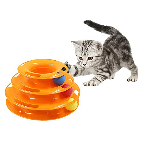 JIAHAO Drei Ebenen Haustier Katze Spielzeug Turm Tracks Disc Katze Intelligenz Amusement Triple Cat Toys Ball Training Amusement Plate (Orange) von JIAHAO
