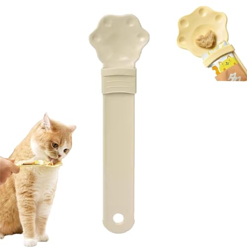 Cat Strip Happy Spoon, Happy Spoon for Cats, Cat Strip Feeder, Happy Cat Treat Spoon and Dispenser, Happy Spoon Cat Treat Feeder (Color : Beige) von JIAHEY