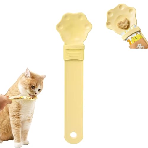 Cat Strip Happy Spoon, Happy Spoon for Cats, Cat Strip Feeder, Happy Cat Treat Spoon and Dispenser, Happy Spoon Cat Treat Feeder (Color : Yellow) von JIAHEY