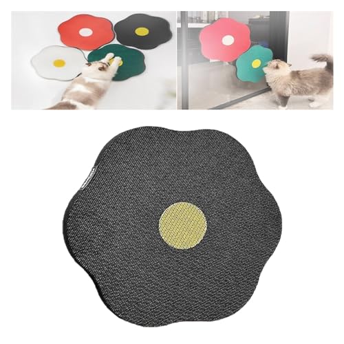 Flower Scratching Pad for Cats, Cat Nail File Scratcher, Vertical Wall Mounted Cat Scratch Pad, Cat Scratcher Cardboard Post, Furniture Protector (Color : Black, Size : 1pc) von JIAHEY