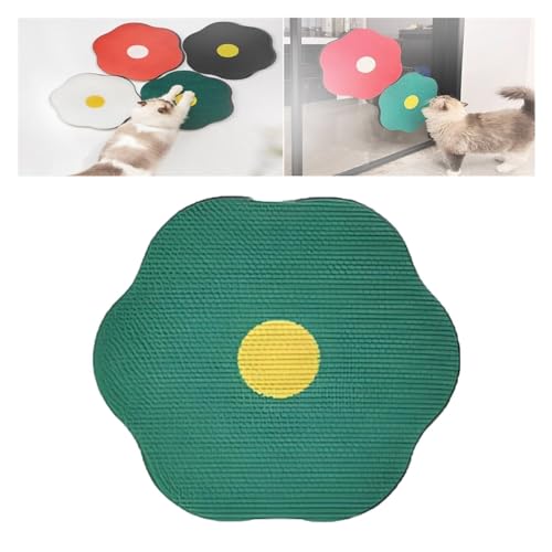 Flower Scratching Pad for Cats, Cat Nail File Scratcher, Vertical Wall Mounted Cat Scratch Pad, Cat Scratcher Cardboard Post, Furniture Protector (Color : Green, Size : 1pc) von JIAHEY