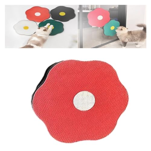 Flower Scratching Pad for Cats, Cat Nail File Scratcher, Vertical Wall Mounted Cat Scratch Pad, Cat Scratcher Cardboard Post, Furniture Protector (Color : Red, Size : 1pc) von JIAHEY