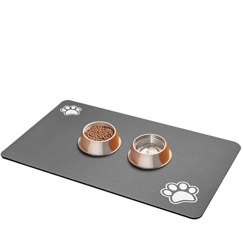 60x90cm rutschfeste Futternapf Unterlage für Haustier, Saugfähige Schnelltrocknend Hundenapf Unterlage,Anti-Rutsch Haustier Fütterung Matte Placemats per animali (Black,60 * 90CM) von JIALING
