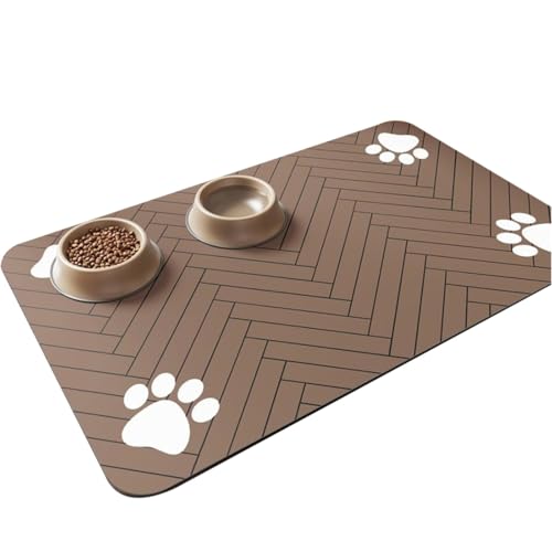 60x90cm rutschfeste Futternapf Unterlage für Haustier, Saugfähige Schnelltrocknend Hundenapf Unterlage,Anti-Rutsch Haustier Fütterung Matte Placemats per animali (Brown,60 * 90CM) von JIALING