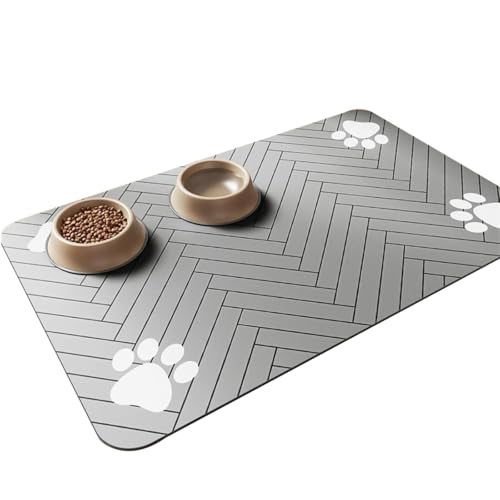 60x90cm rutschfeste Futternapf Unterlage für Haustier, Saugfähige Schnelltrocknend Hundenapf Unterlage,Anti-Rutsch Haustier Fütterung Matte Placemats per animali (Dark Gray,30 * 40CM) von JIALING