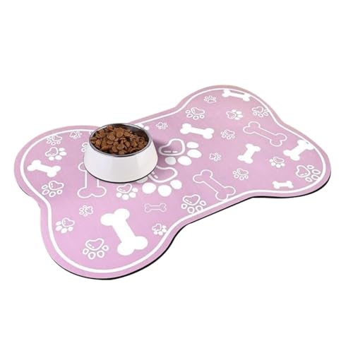 60x90cm rutschfeste Futternapf Unterlage für Haustier, Saugfähige Schnelltrocknend Hundenapf Unterlage,Anti-Rutsch Haustier Fütterung Matte Placemats per animali (Pink Pattern,60 * 90CM) von JIALING