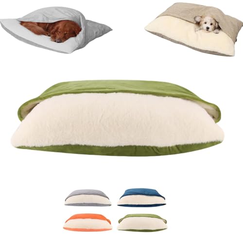 Beruhigende Hundebett Hundehöhle, Katzenbett mit Abnehmbaren Deckel, ofa für Katzen, Welpen, Kleine und Mittelgroße Hunde (Green,XL) von JIALING