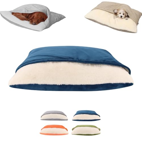 Removable Hooded Doggy Bed,Calming Dog Cave Beds with Ultra-Soft Built-in Cover, Removable Washable,for Cats/Puppy/Small/Medium Dogs (Blue,L) von JIALING