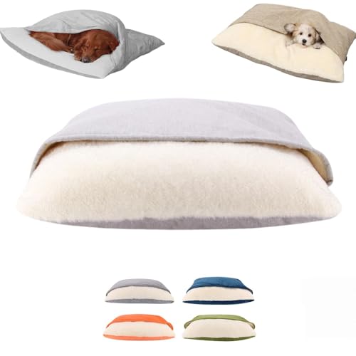 Removable Hooded Doggy Bed,Calming Dog Cave Beds with Ultra-Soft Built-in Cover, Removable Washable,for Cats/Puppy/Small/Medium Dogs (Grey,L) von JIALING