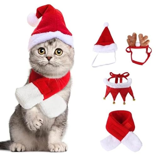 JIALIU Hund Katze Hut Haustier Katze Hund Mützen Welpe Weihnachtsmütze Schal Haustier Kleidung Weihnachtsdekoration Für Kleine Tiere Kostüm Warme Kleidung von JIALIU