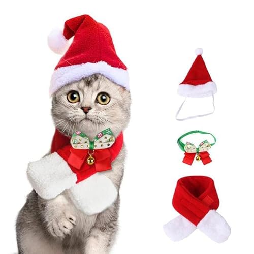 JIALIU Hund Katze Hut Haustier Katze Hund Mützen Welpe Weihnachtsmütze Schal Haustier Kleidung Weihnachtsdekoration Für Kleine Tiere Kostüm Warme Kleidung von JIALIU