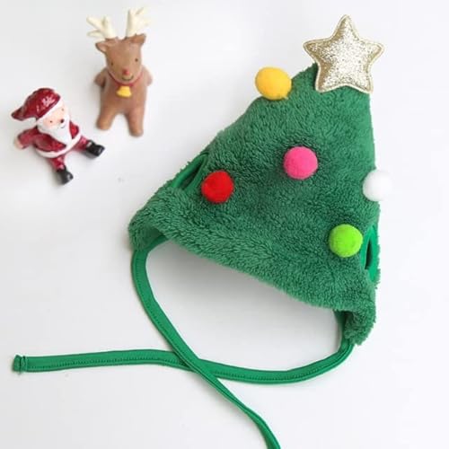 JIALIU Weihnachtsmütze für Haustiere, niedliches Geweih, Speichel, Handtuch, Bunte Bälle, Hut, Hundekleidung, Lätzchen, Hundeweihnachtszubehör von JIALIU